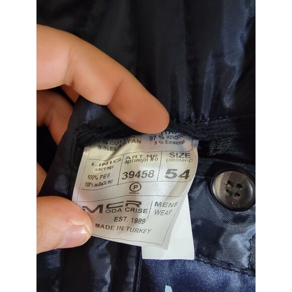 Moda Crise Slim Fit Men's Side Zip Lapel Navy Blazer Jacket - 54R - Picture 9 of 10